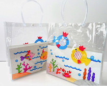 Transparent tote bag bag children creative art material handmade DIY painting painting painting color graffiti handbag