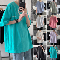 Short-sleeved t-shirt mens summer trend ins simple and versatile half-sleeve top Port wind loose casual handsome T-shirt