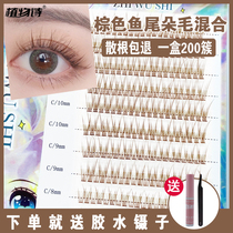 Plant Poetry Caramel Brown Fish Tail hair mix Yourself graft single-cluster false eyelashes Self-stained Soft Women Nature