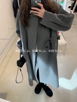 MENGJA  volcanic ash coat ~ Heavy work design tie-up with long-sided wool great coat