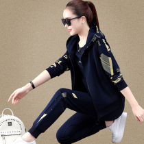 Spring casual sportswear suit Jordan Nino Womens spring autumn new 361 Lianhood Running sweatshirt big code Three sets