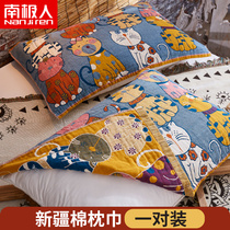 Xinjiang cotton gauze pillow towel cotton pair non-slip non-slip cotton four-layer single pillow towel high