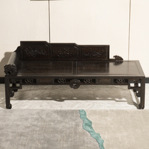 Chinese style solid wood concubine bed Elm carved antique beauty bed single Luohan bed small apartment living room sofa recliner