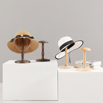 Hat rack desktop hat rack clothing store solid wood hat holder inner support window man head mold wig set display rack