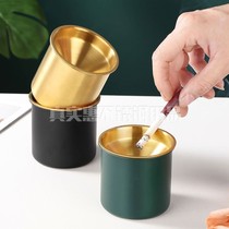 Stainless steel ashtray black funnel with lid smoke cylinder windproof on-board home trend Creative internet cafe Custom LOGO