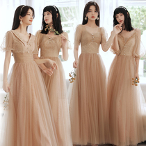 Bridesmaid uniform 2021 new spring and autumn wedding sister Group dress dress women can wear long niche senior fairy