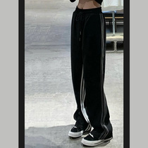 American Sports Pants Women Boomers Spring Autumn 2022 New Casual Wear Pants High Waist Pituitary Suit Broadleg Pants