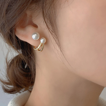 Pearl earrings 2021 New Tide earrings female niche design sense temperament French light luxury advanced earrings