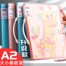 a2 4k poster storage book Album Painting and painting Art portfolio Collection book 4 open folder Painting paper bag painting folder Oversized childrens storage painting favorites 8K sketch a3 Chinese painting
