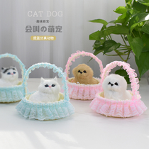 Lace basket will be called emulation kitty doll Gong Tsai Little Rabbit Puppy Child Toy Animal Model birthday present