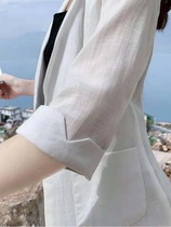 Linen small suit womens jacket summer thin section 2021 large size cotton and linen suit Korean version loose casual British style