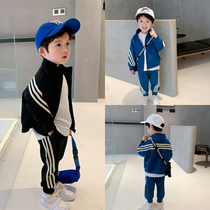 Childrens clothing spring boy suit tide 2021 new kindergarten childrens baby zipper cardigan sports two-piece set
