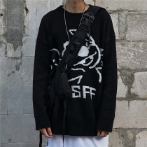 Mom chicken mother Korean ins autumn and winter Hong Kong wind dark lazy childlike pattern loose pullover knitted sweater men and women