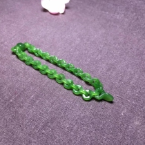 Hetian jade Russian Bi old material spinach green Yang green one-piece chain bracelet