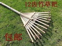 Factory direct sales 12 tooth rake Natural bamboo rake Rake deciduous rake Wire rake Garden agricultural iron Pa Haosheng
