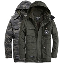 Sharp Knife Tandem Work Suit Winter Gush Men Cotton Jersey Army Green Outdoor Anti-Chill Warm Cotton Big Coat Long Suede Cap Cotton Padded Jacket