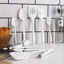 Marbled Cooking Silicone Kitchenware Non-stick Pot Leakage Shovel Scraper Egg Beater Food Clip Oil Brush Baking Tool