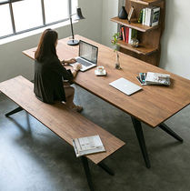 American Wrought iron solid wood dining table and chair combination Simple modern conference table Industrial style workbench Solid wood office table