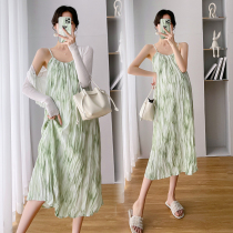Pregnancy Woman Dress Summer Dress New Long Dress Suit Fashion Temperament Superior Pregnancy Harness Skirt Summer Korean Version Dress