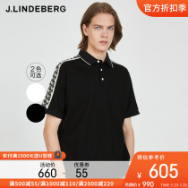 JLINDEBERG Gold LINDBERG summer cotton contrast stitching BREATHABLE LAPEL knitted T-shirt SHORT SLEEVE MEN