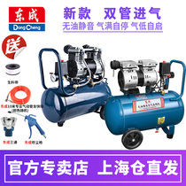  Dongcheng air pump air compressor Small 220V woodworking painting air compressor oil-free bass high pressure pump