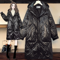 2021 new large size womens winter warm long cotton-padded clothes female fat sister thick loose slim down jacket women