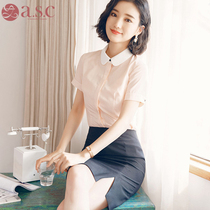 Summer professional wear suit Fashion temperament skirt overalls suit Female summer teacher hotel front desk shirt