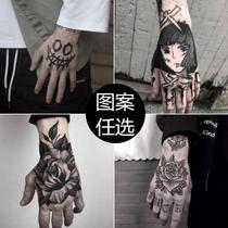 Tattoo stickers waterproof men and women long-lasting hand back finger rose skull Hip-hop style net red tide people(choose 4)