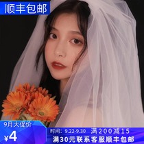 Head yarn bride license headwear Super fairy photo props yarn white veil female marriage Korean style simple Net red head yarn