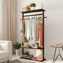 Solid wood coat rack floor-to-ceiling bedroom simple modern vertical hanger household clothes folding rack hanging rod