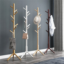 Solid wood floor clotheshorse hooded hanger bedroom home vertical hanger rod clothes rack minimalist modern hanging bag rack