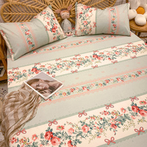 Summer double cotton cotton 100 sheets single ins single dormitory quilt fresh floral pillowcase three-piece set