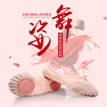 Childrens dance shoes Female soft bottom practice male and female children white dance body yoga cat paw adult Chinese ballet