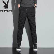 Playboy men mens cotton pants 2021 autumn and winter New Fashion plus cotton thick warm straight tube student casual pants