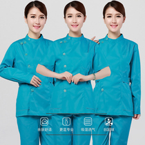 Lake blue oral overalls winter clothes long sleeves thickened split ICU doctor clothes white coat dental beauty teacher clothes