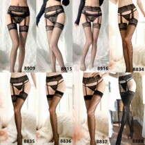 Day Ensemble Sexy Black Lace Socks All-in-one Harness Socks Over Kneecap Black Silk Stockings Seductive Pantyhose Female Romance
