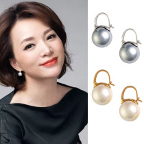 Fatal Gaze Dong Qing with earrings retro Hong Kong style temperament simple sterling silver pearl earrings female 2021 New