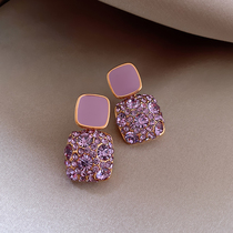 Fatal Gaze_ High Sensation Purple Earrings Woman 2022 New Tide Pure Silver Ear Nail South Korea Temperament Earrings -