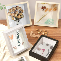 Light painting hollow photo frame picture frame three-dimensional dry flower frame table decoration solid wood photo frame diy frame hanging wall