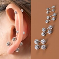 Pure silver earbuds double head screw earbone nail small crowdsourced high level sensual nail cartilage 2023 new tide earrings earrings