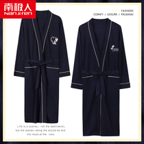 South Pole lovers sleeping robes women pyjamas spring autumn pure cotton long sleeves 2022 New bathrobes Long style mens all-cotton bathrobe