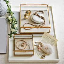 Simple retro gold border glass jewelry box European jewelry storage box shake sound wedding with hand gift display ornaments