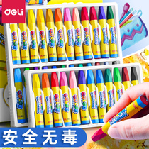 Del crayon oil painting stick hexagonal pole primary school crayon not dirty hands non-toxic crayon children oil painting stick kindergarten color crayon 36 color children oil painting stick