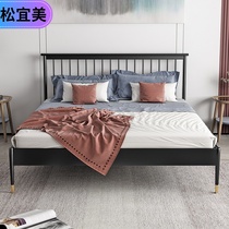 Iron bed Nordic simple light luxury modern 1 5 meters double 1 8 bed iron bed frame thickened reinforced home master bedroom