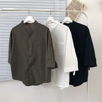 Tianbailin discount price - Mens linen seven - point shirt summer linen cloth dress relaxed casual cotton shirt