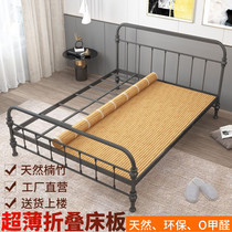  Ultra-thin folding bamboo bed board gasket ribs frame encrypted mattress plus hard waist protection mat single car 1 5 meters 1 8