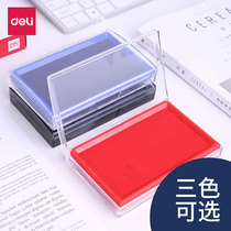 Deli red ink pad 9864 (oily)ink pad Large printing mud box printing oil quick-drying quick-drying Financial accounting special quick-drying blue black seal Bank press handprint fingerprint office supplies