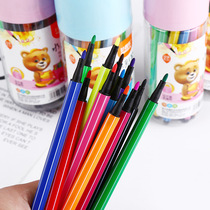 Cartoon watercolor pen set 12 24 36 colors children DIY painting graffiti color pen baby brush