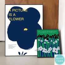 Simple modern Nordic dark green abstract flowermarket flowers Klein blue decorative painting painting core printing