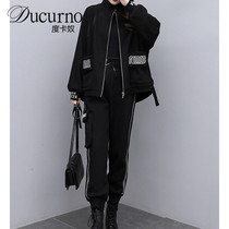 Ducurno Spring Autumn Casual Suit Women 2022 New Autumn Winter Fashion Big Code Sweatpants Two Suits